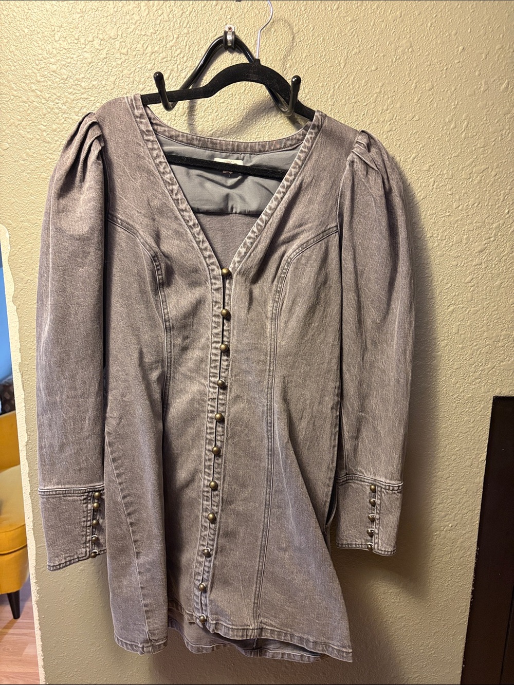 Women’s Washed Gray Button-Front mini dress
